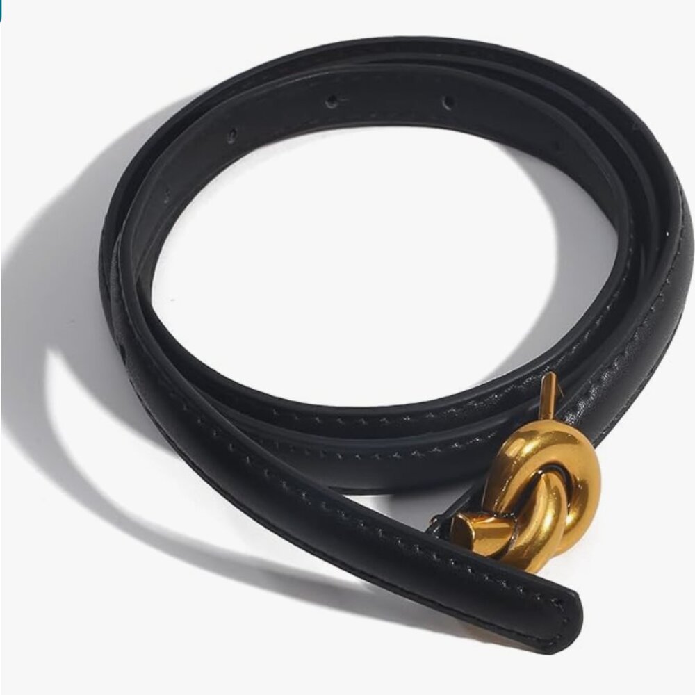 Metal Knot Buckle Skinny Waist Belt for Pants / Jeans / Dresses | Women - Picture 7 of 12